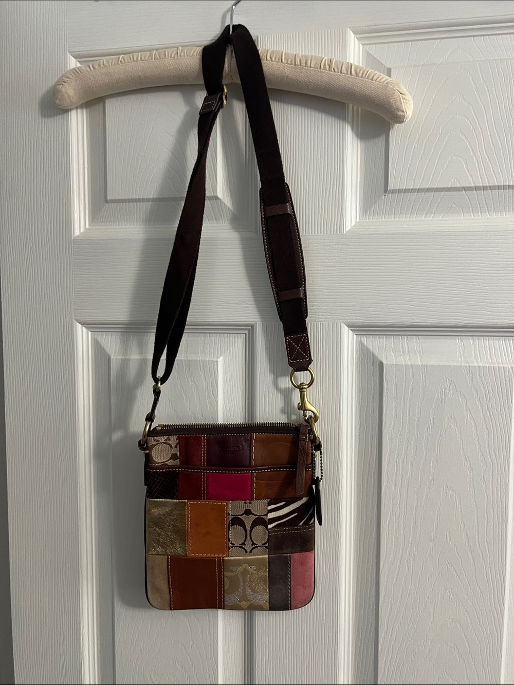 Coach Patchwork Crossbody Bag in Brown, Tan and Multicolor